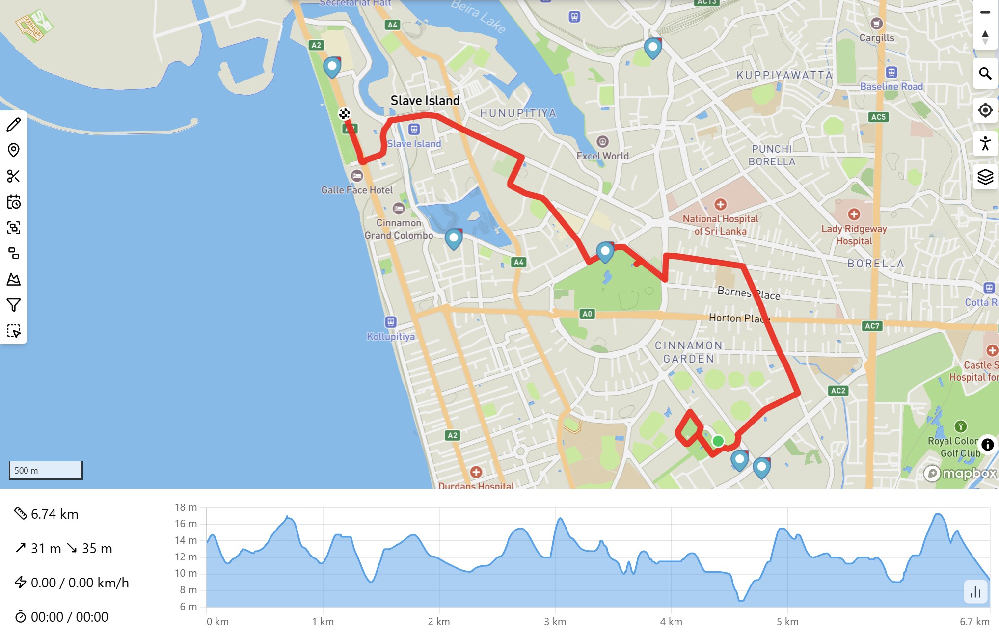 Sunset & Street Food tour route map